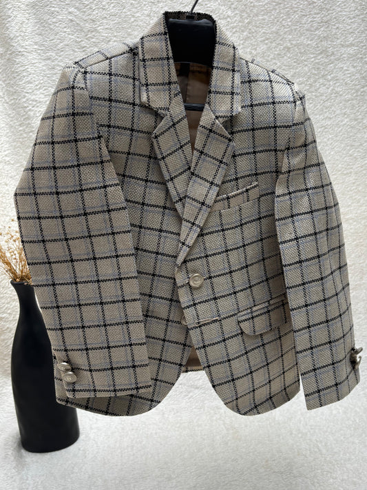 Jute Beige Checkered Blazer