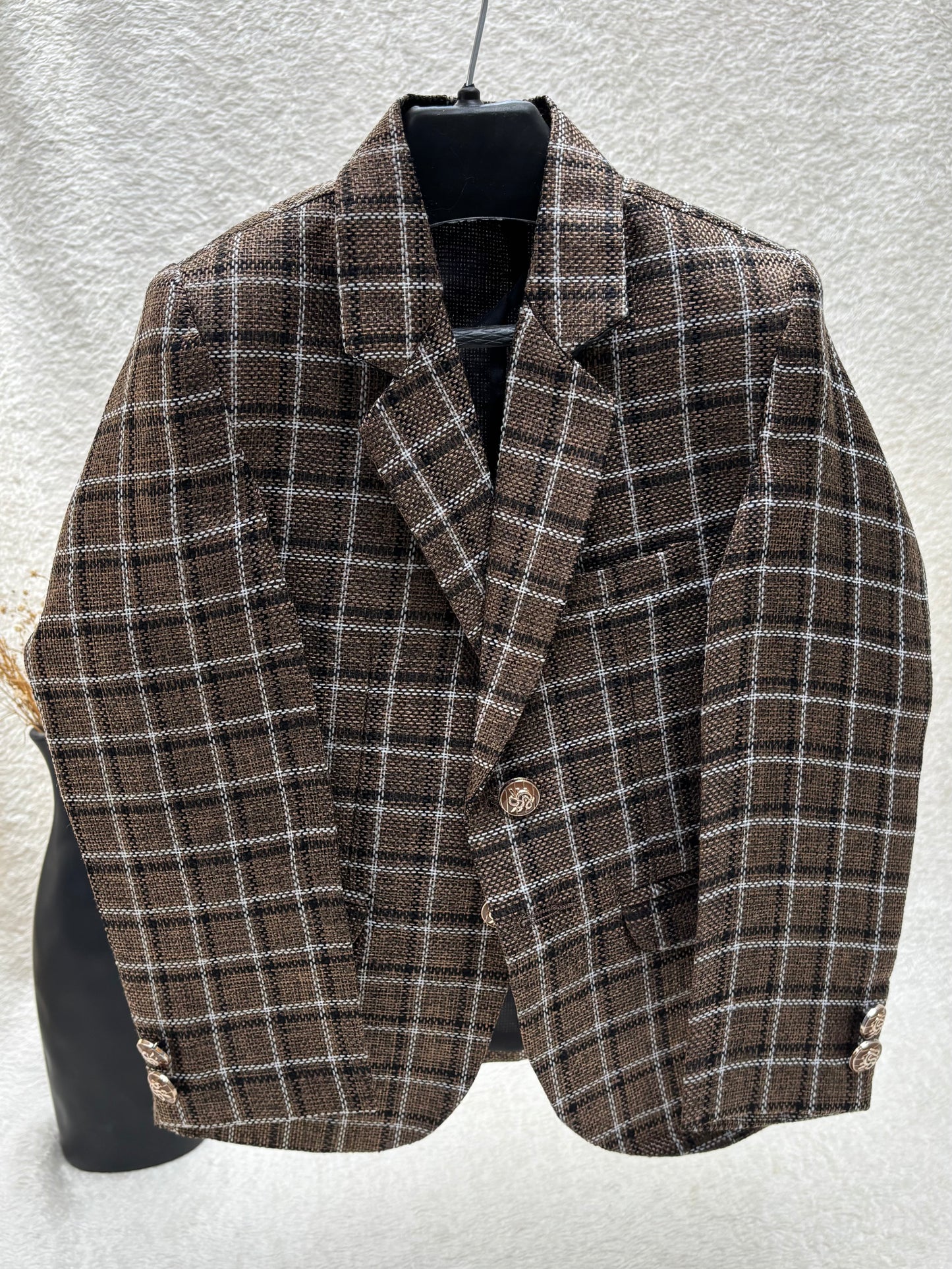Jute Brown Checkered Blazer