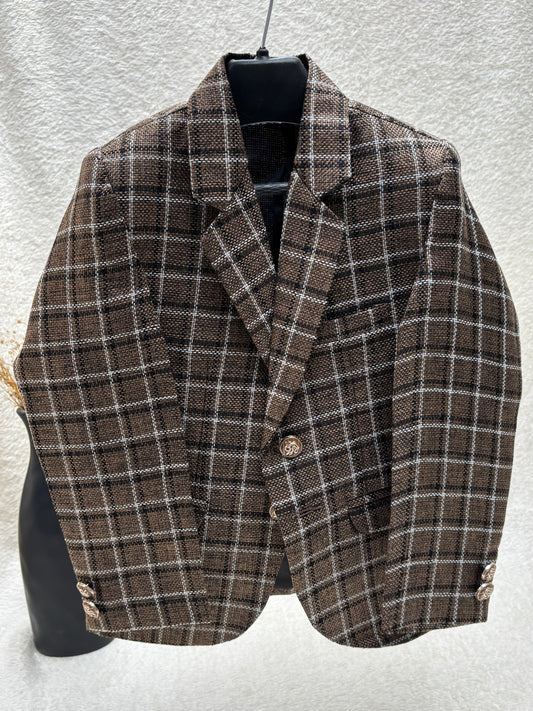 Jute Brown Checkered Blazer