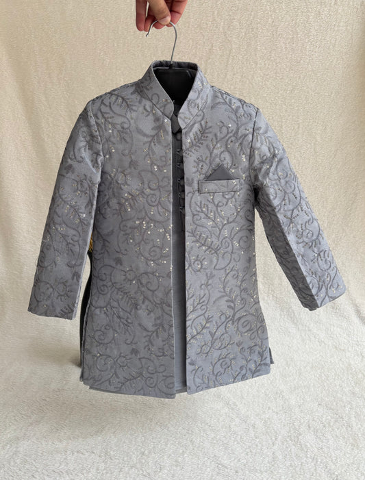 Gray Embroidered Sherwani Suit (101)