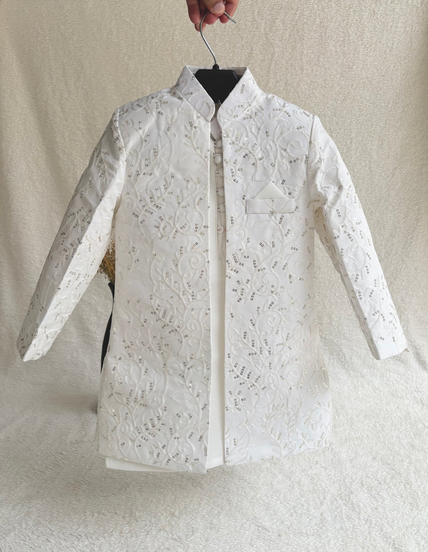 White Embroidered Sherwani Suit (102)