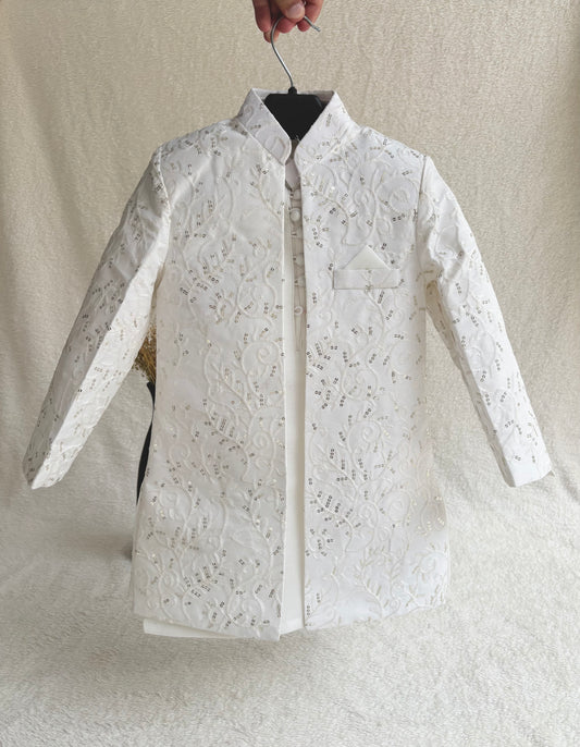 White Embroidered Sherwani Suit (102)