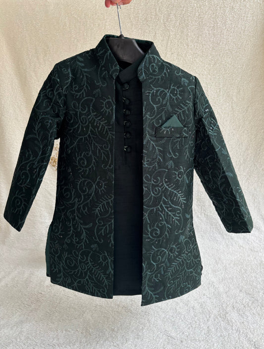 Green Embroidered Sherwani Suit (105)