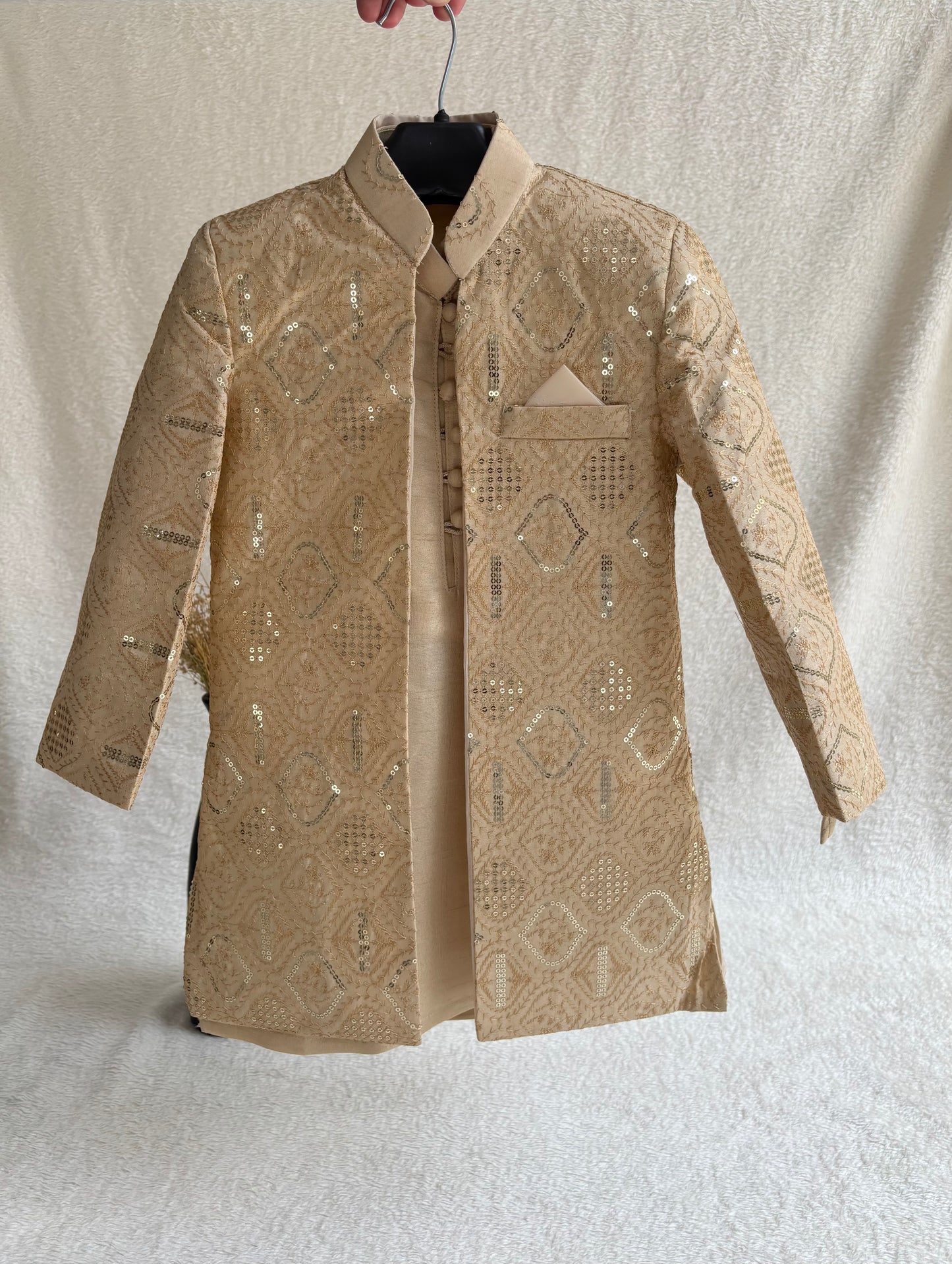 Beige Embroidered Sherwani Suit (106)
