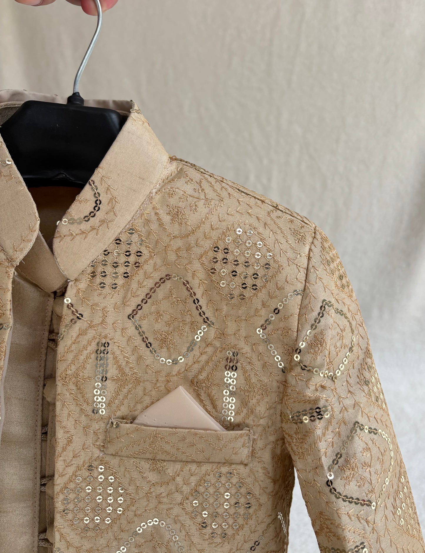 Beige Embroidered Sherwani Suit (106)