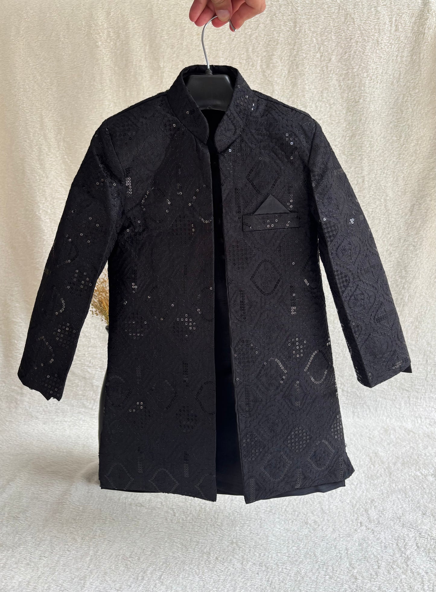 Black Embroidered Sherwani Suit (111)