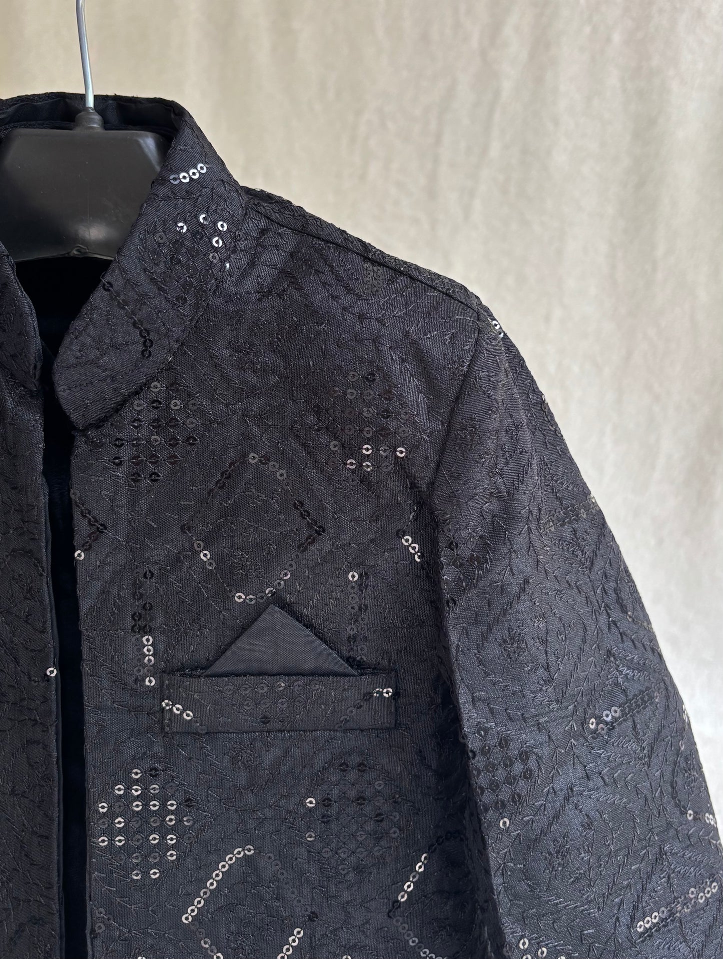 Black Embroidered Sherwani Suit (111)