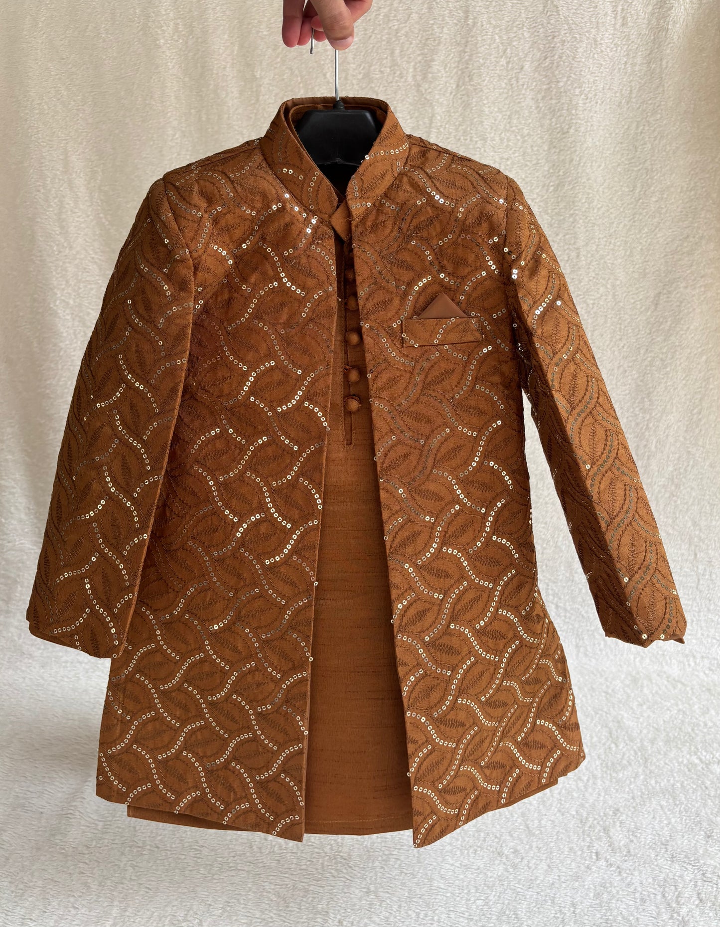 Rust Embroidered Sherwani Suit (102)