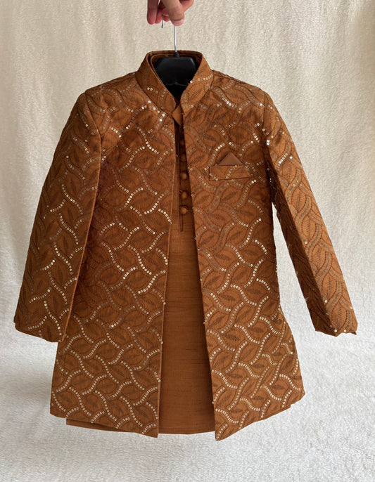 Rust Embroidered Sherwani Suit (102)