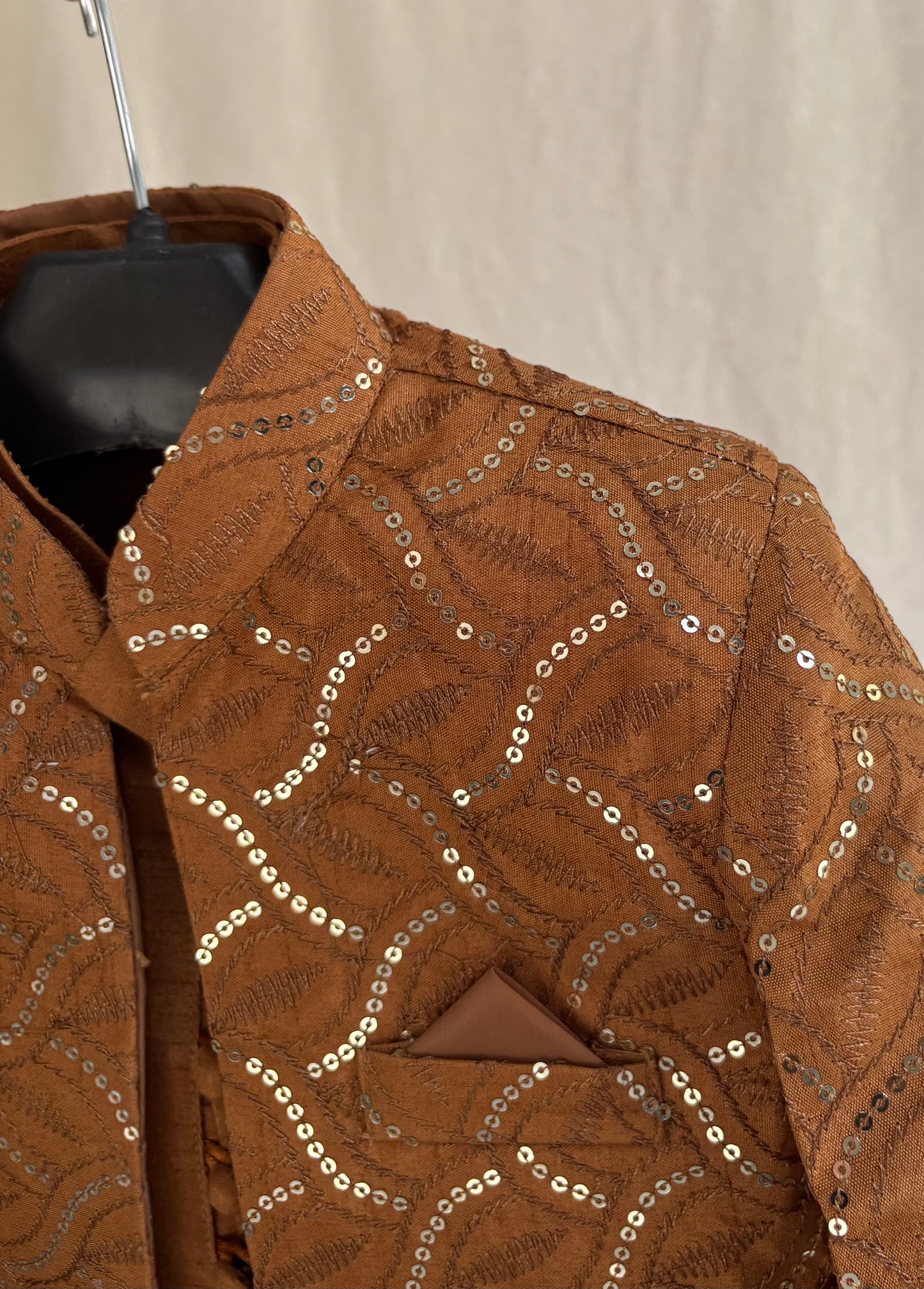 Rust Embroidered Sherwani Suit (102)