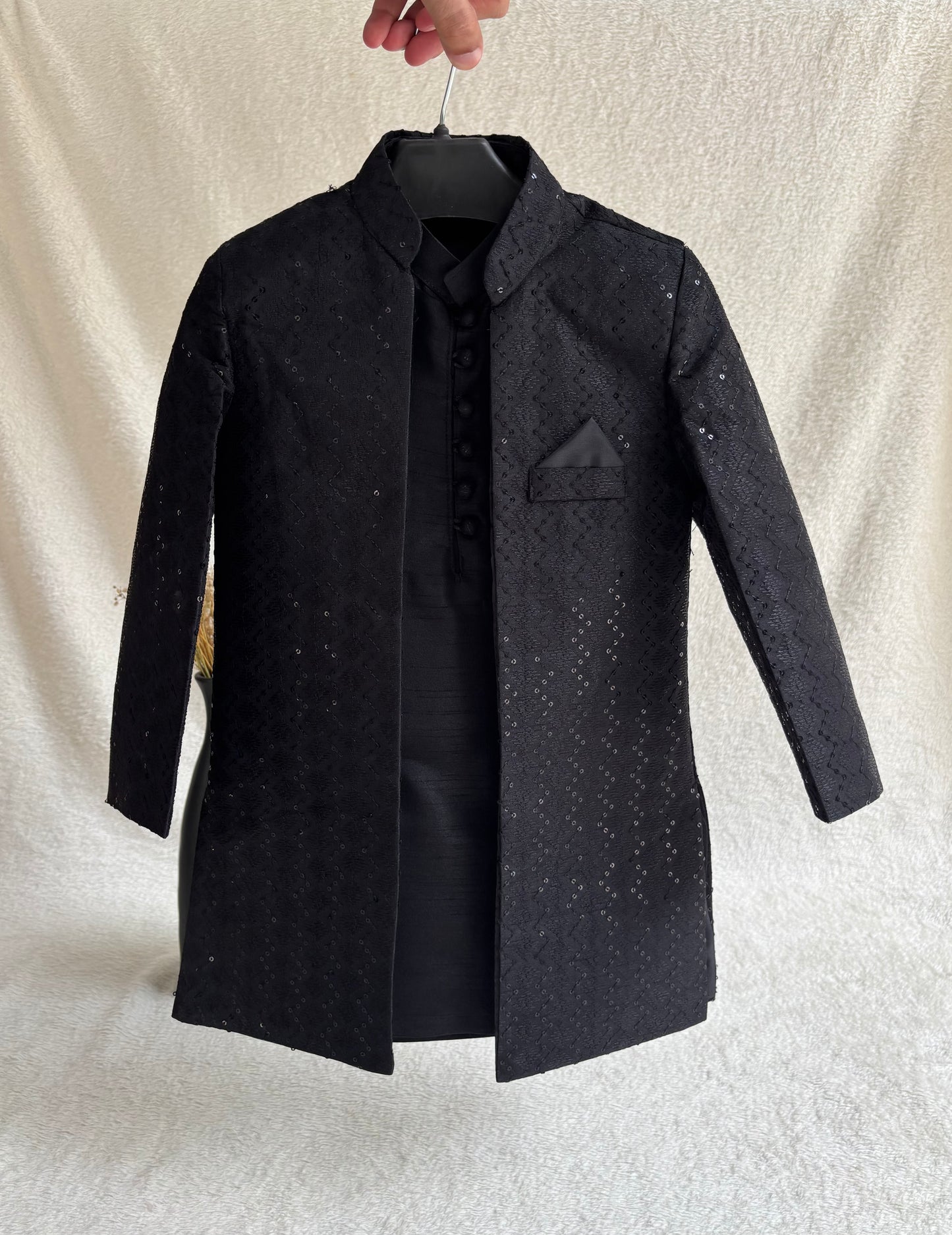 Black Embroidered Sherwani Suit (112)