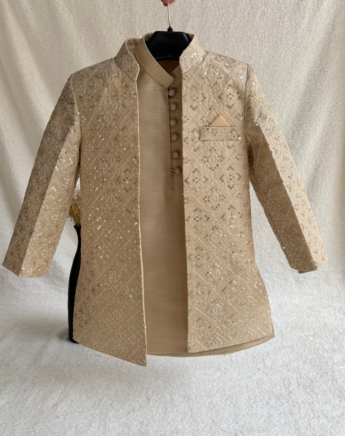 Beige Embroidered Sherwani Suit (105)