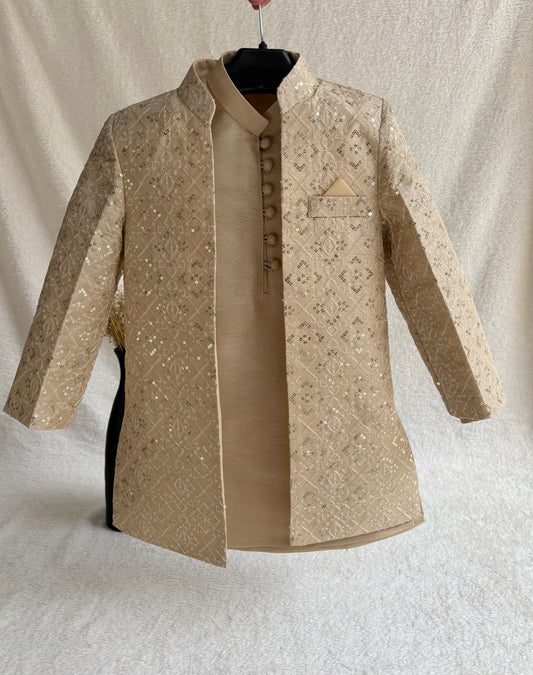 Beige Embroidered Sherwani Suit (105)