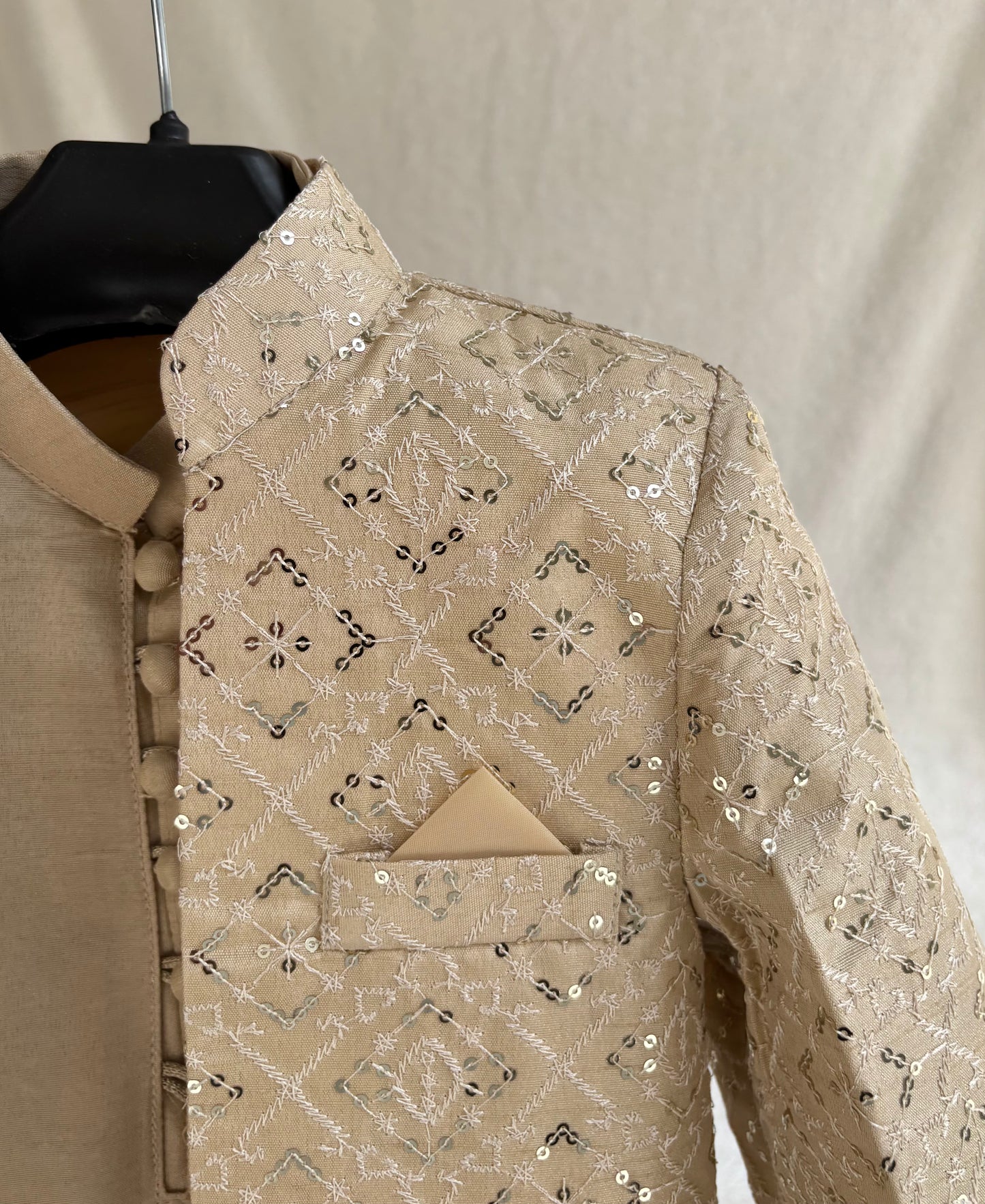 Beige Embroidered Sherwani Suit (105)