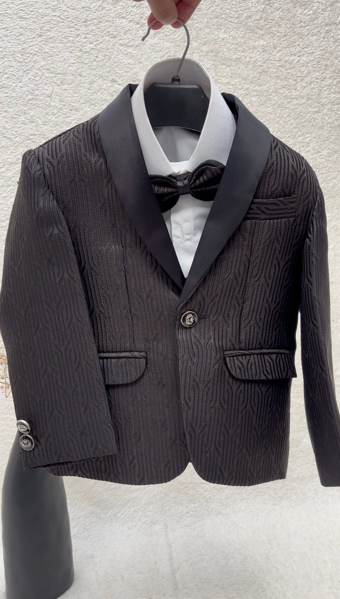 Self Textured Brown Suit 4pc