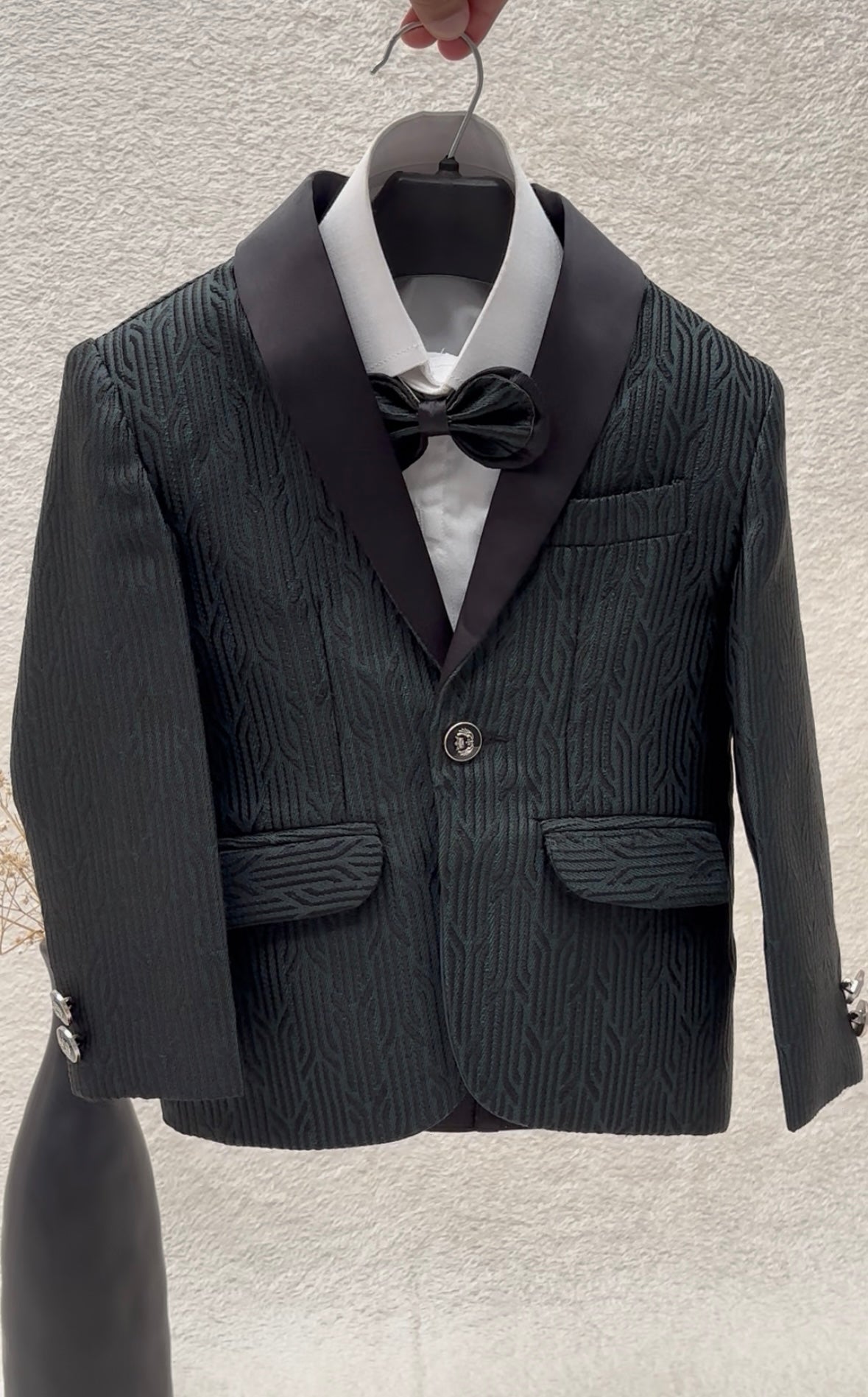 Self Textured Green Suit 4pc