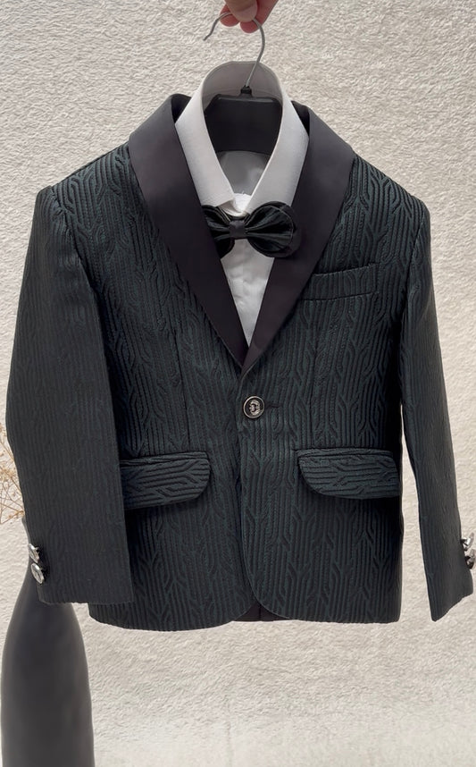 Self Textured Green Suit 4pc