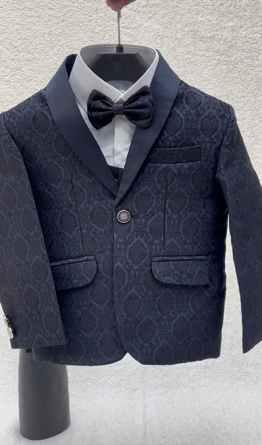 Textured Blue Suit 4pc