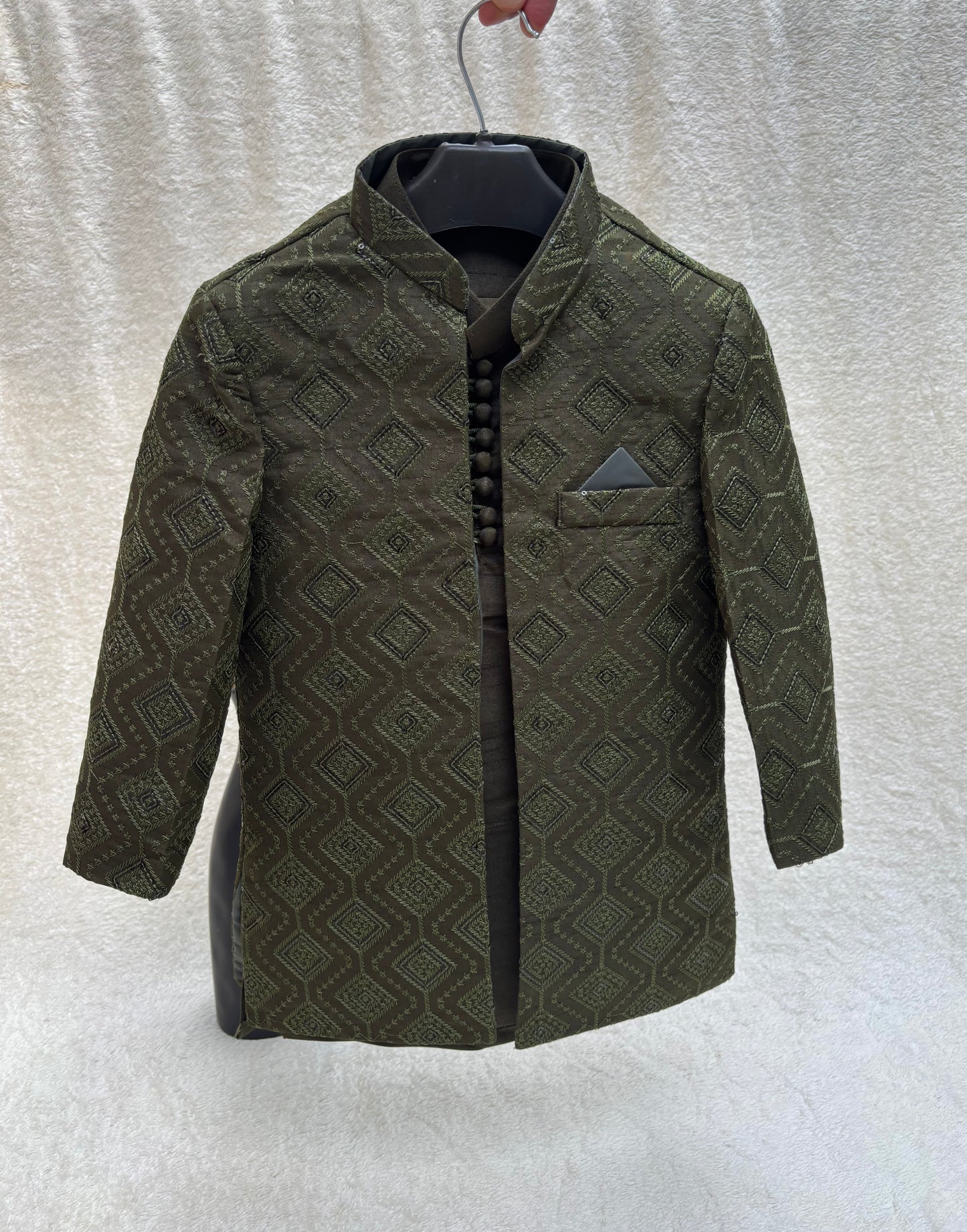 Mehandi Green Embroidered Sherwani Suit (103)