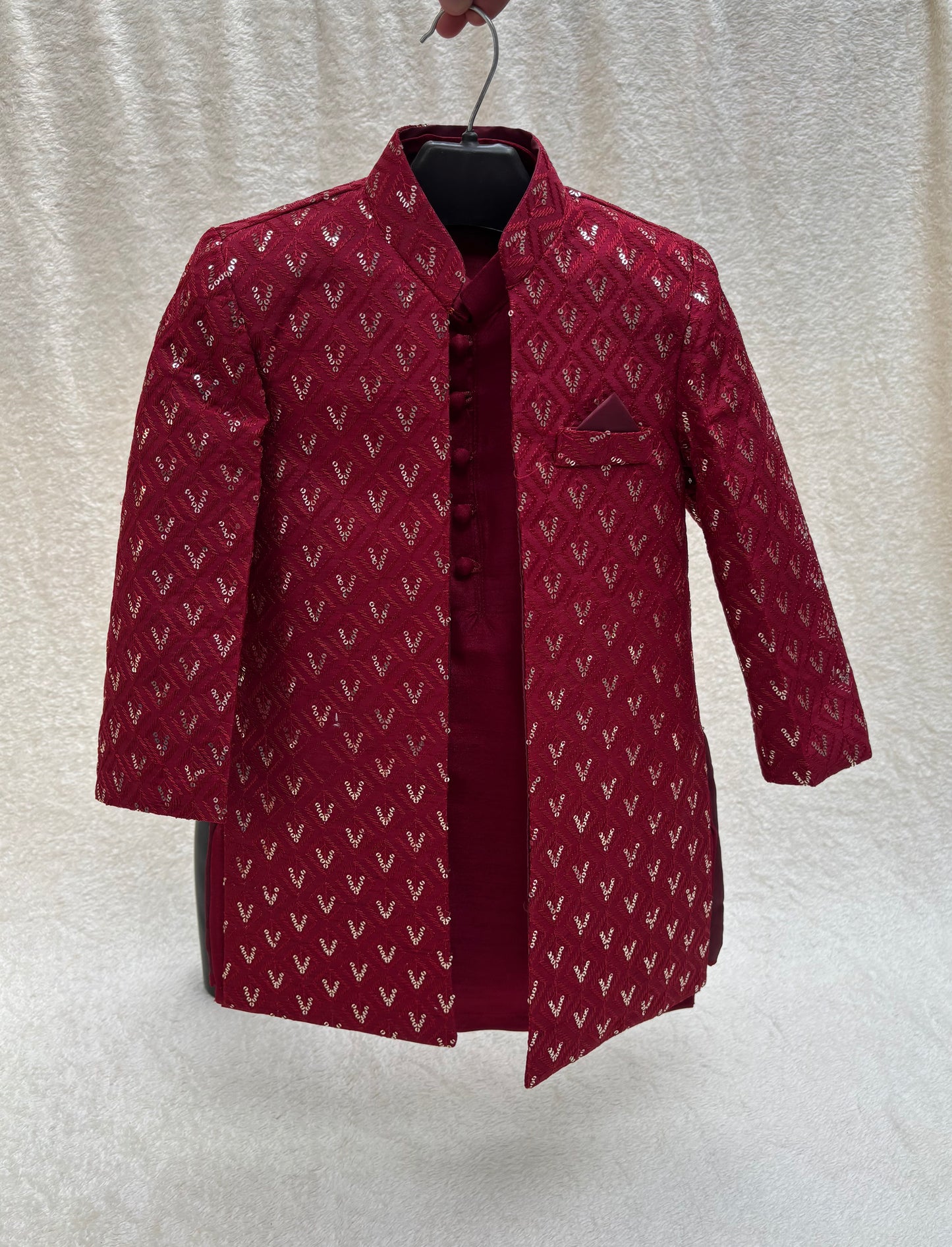 Maroon Embroidered Sherwani Suit (101)