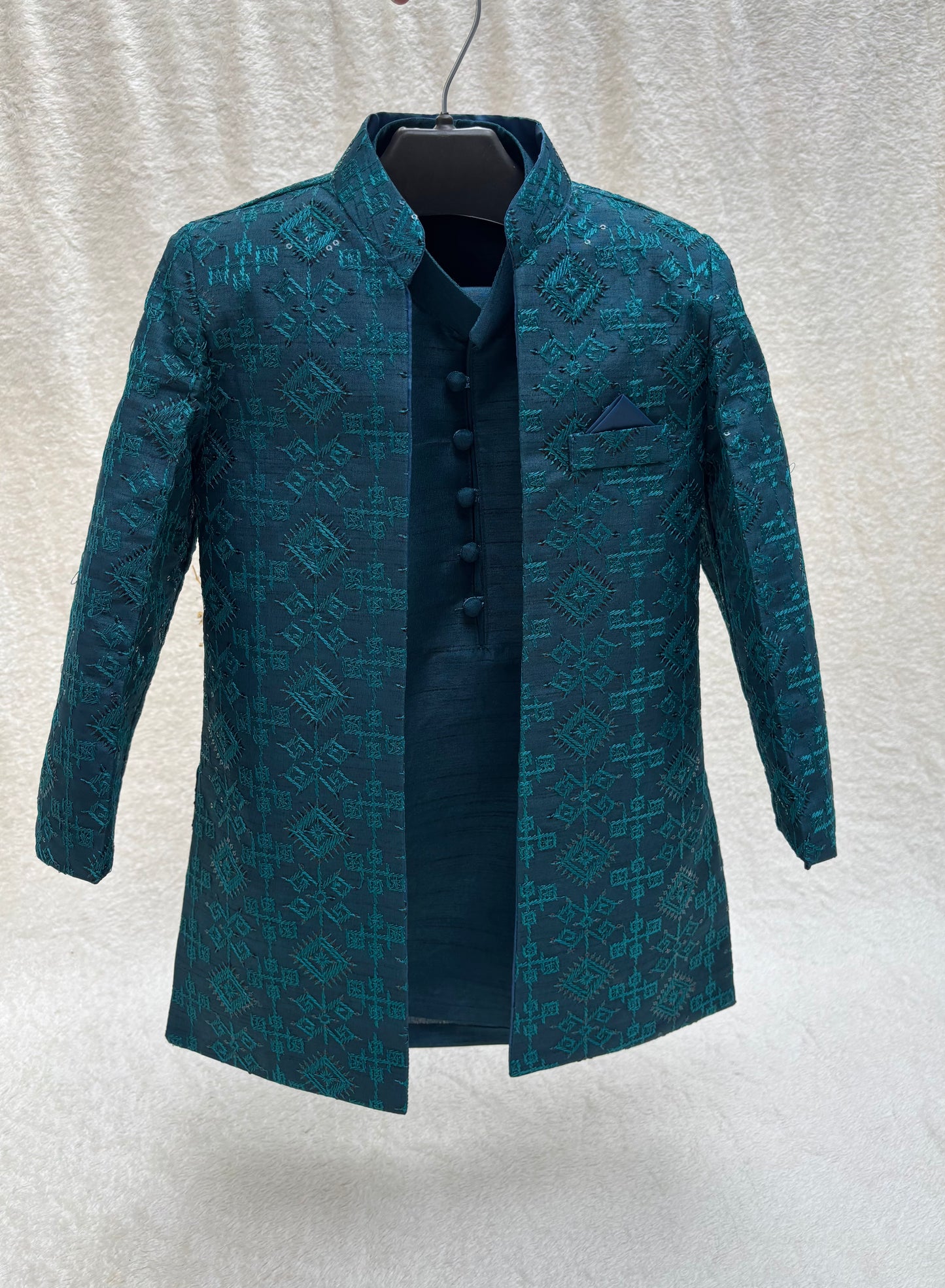 Zinc Blue Embroidered Sherwani Suit (101)