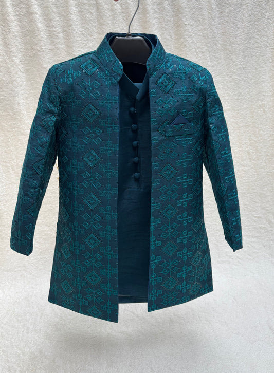 Zinc Blue Embroidered Sherwani Suit (101)