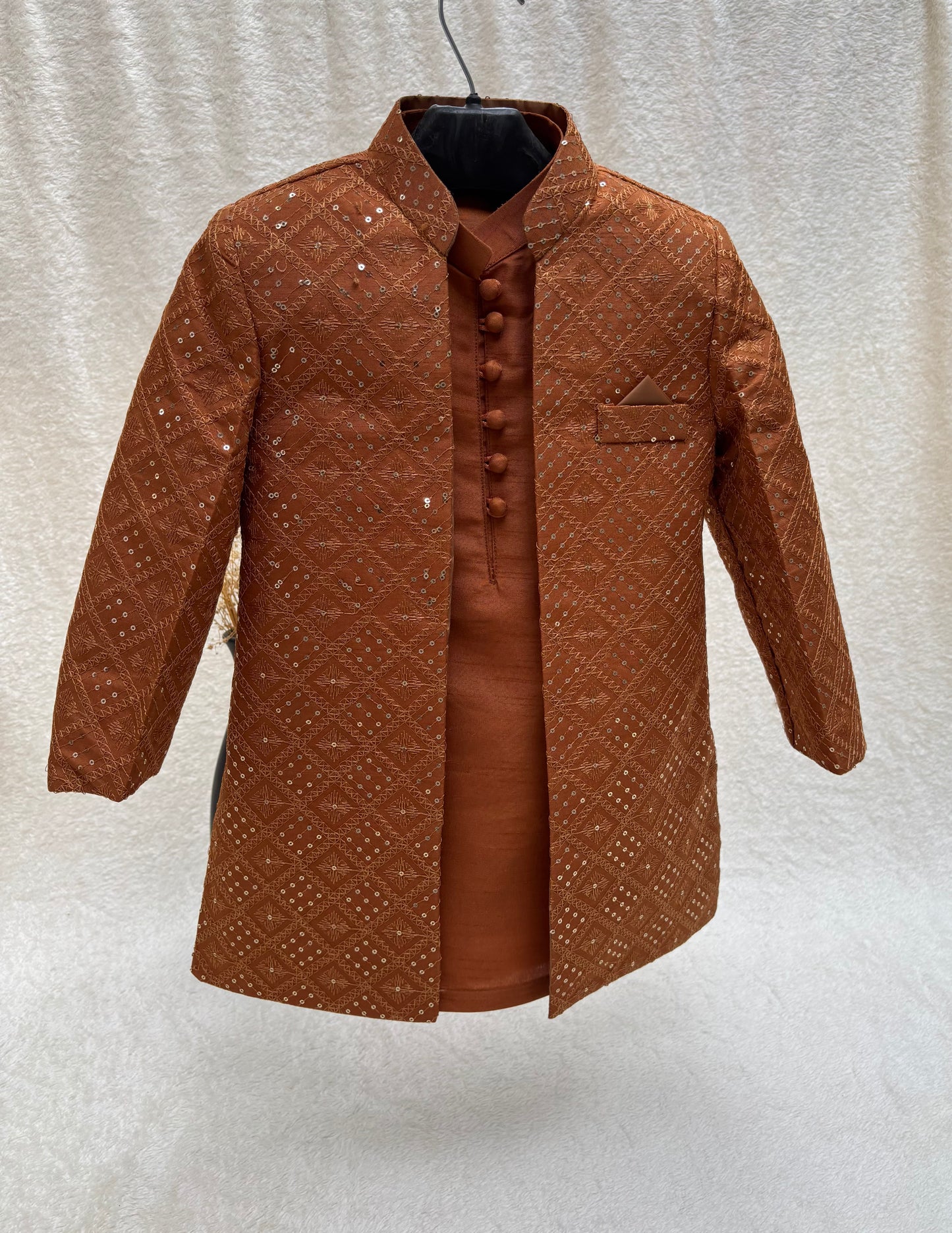 Rust Embroidered Sherwani Suit (101)