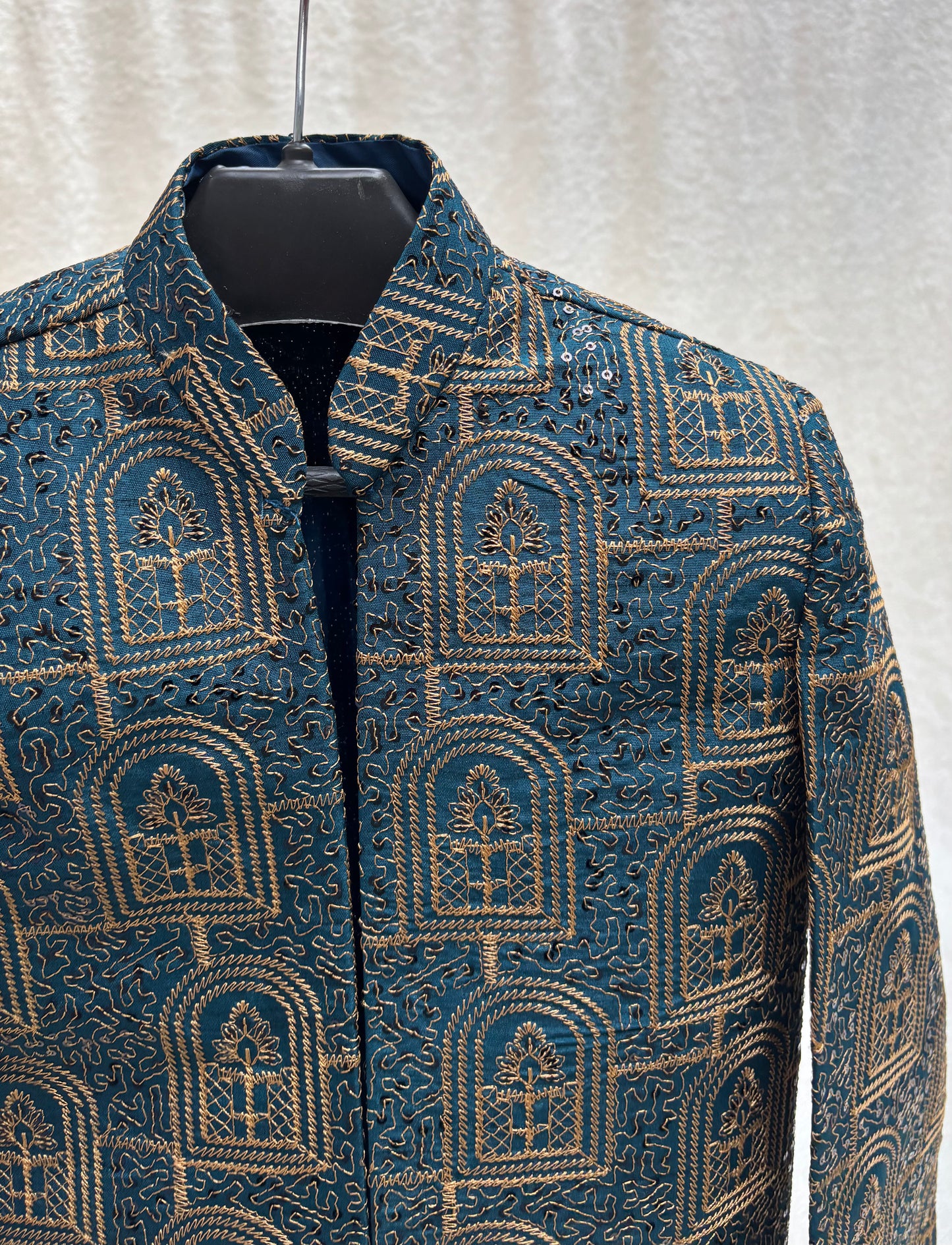 Teal Blue Front Open Prince Coat