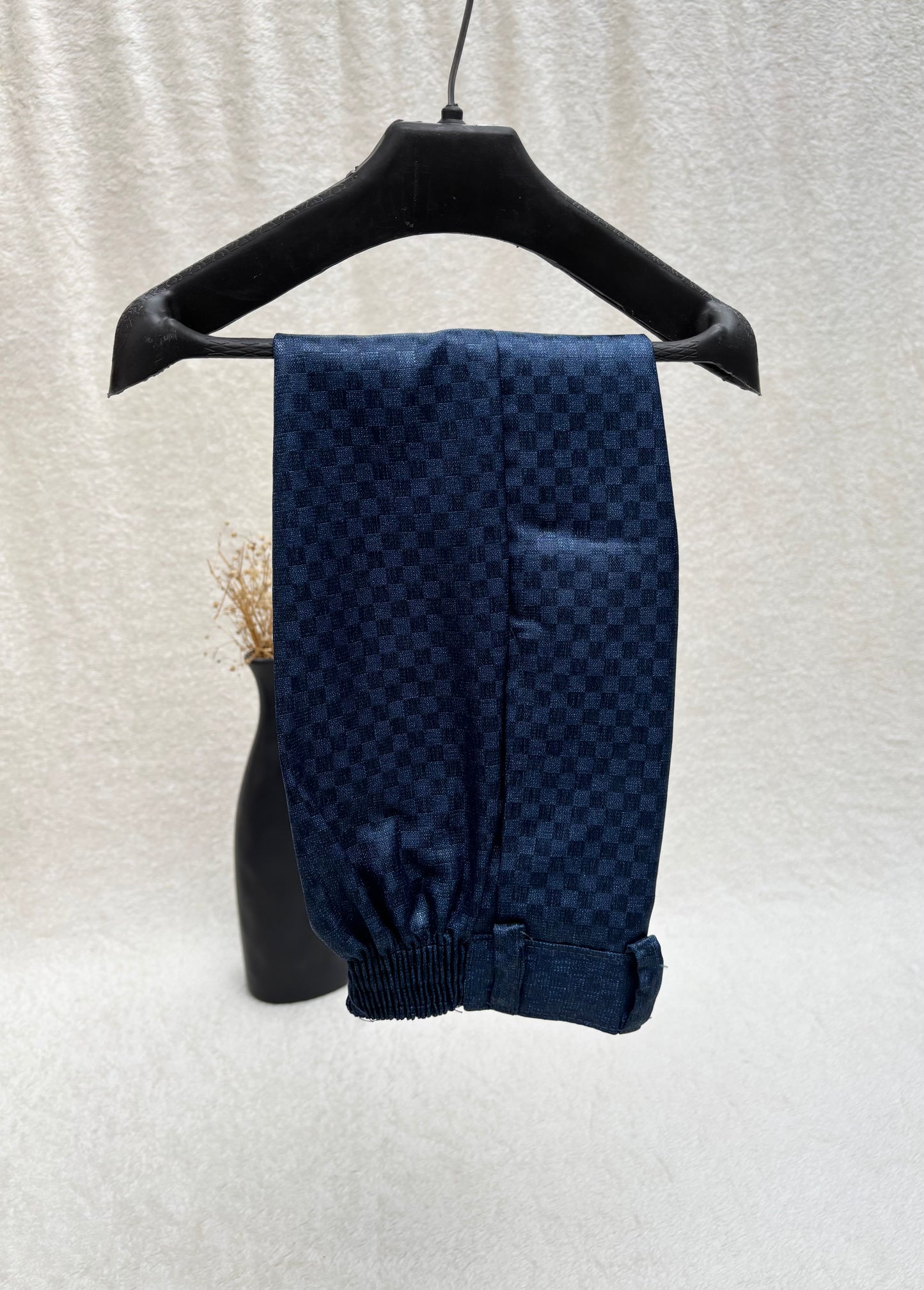 Zinc Blue Self Checkered Suit 4pc