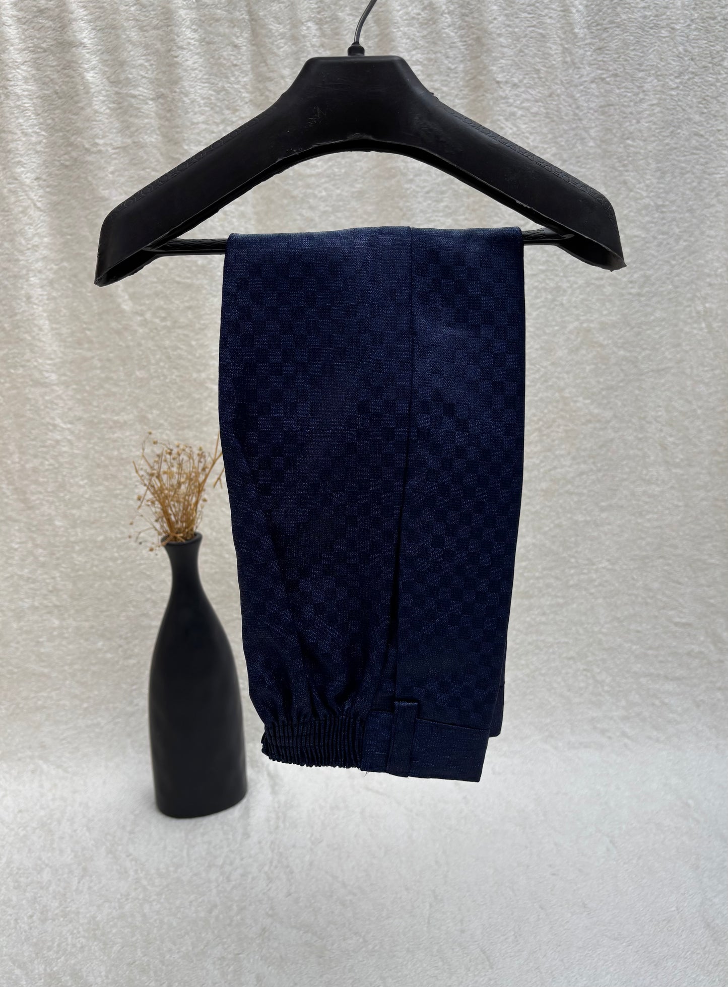 Navy Blue Self Checkered Suit 4pc