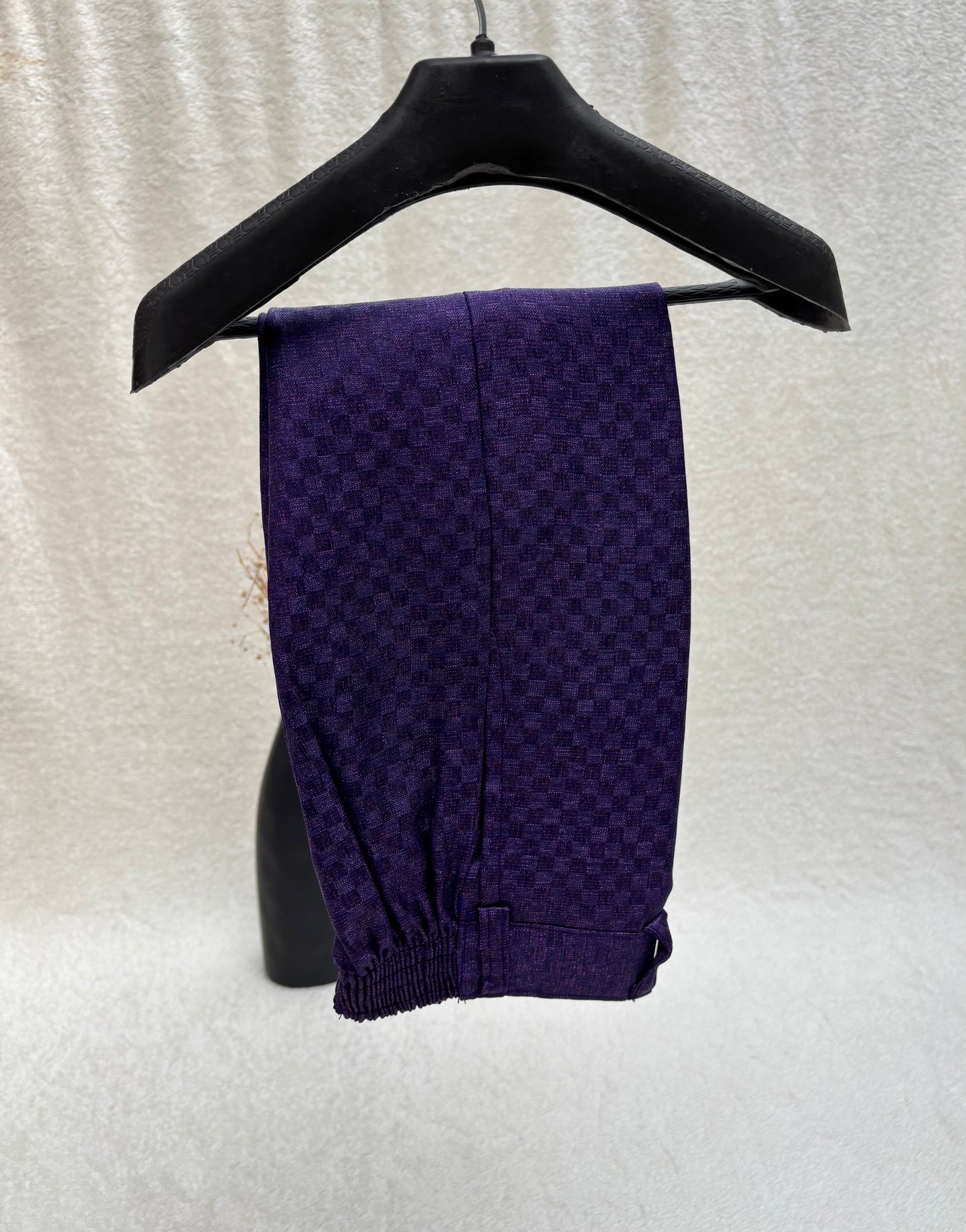 Dark Purple Self Checkered Suit 4pc