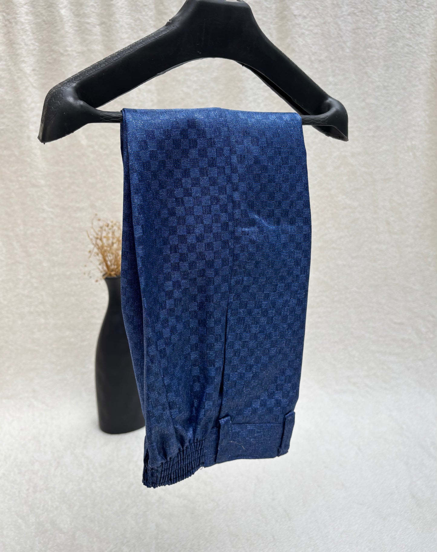 Blue Self Checkered Suit 4pc