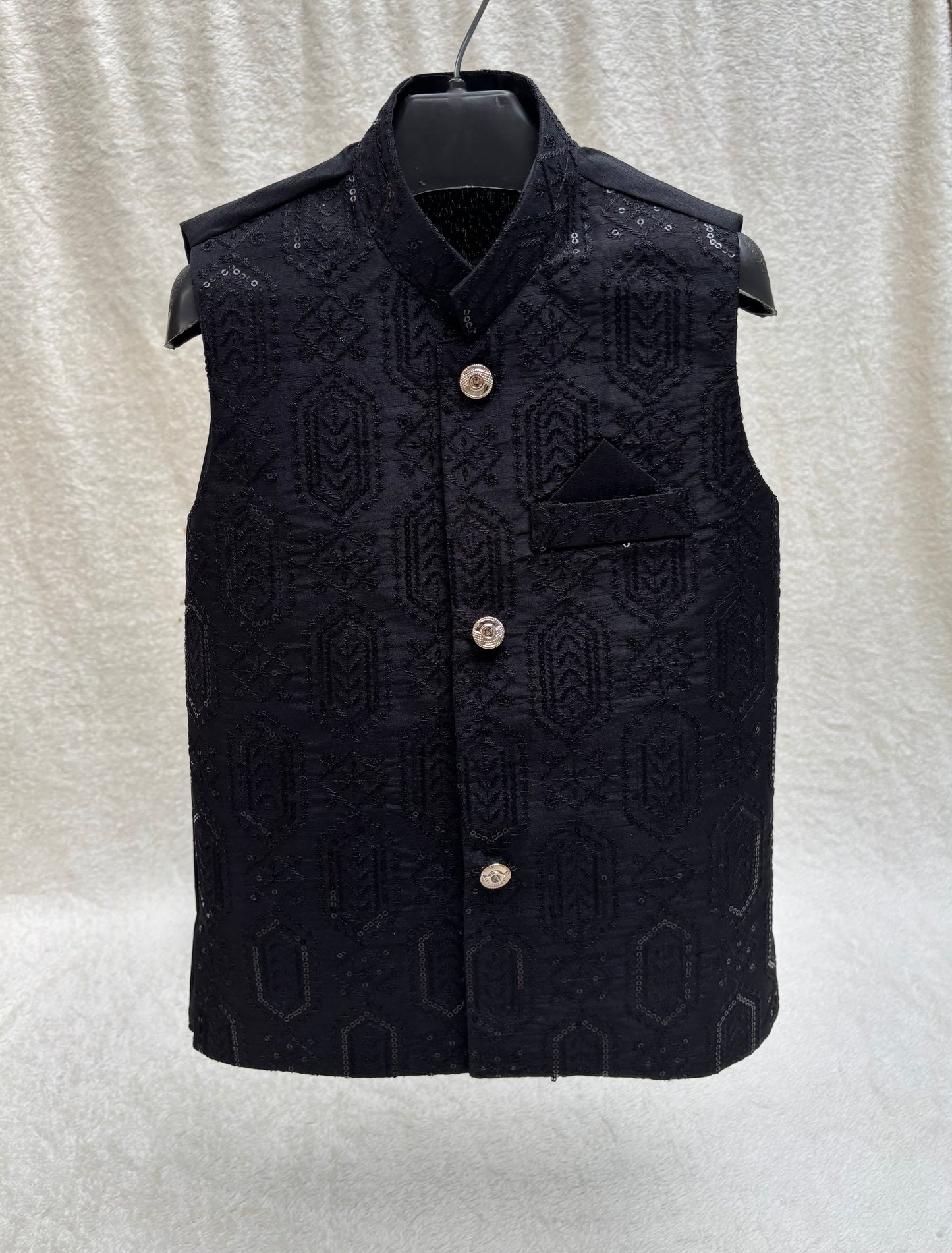 Black Embroidered Waistcoat (104)