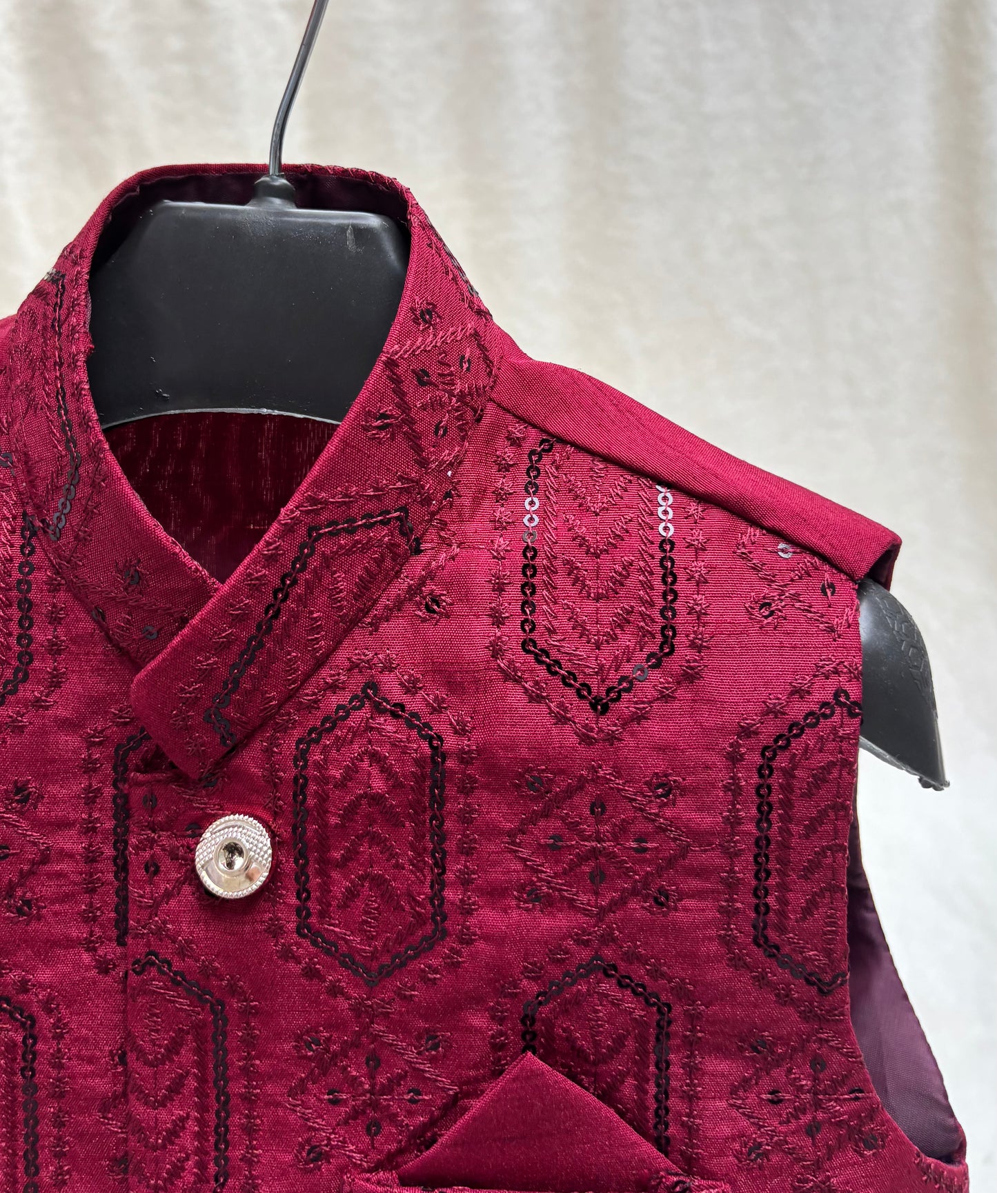 Maroon Embroidered Waistcoat (101)