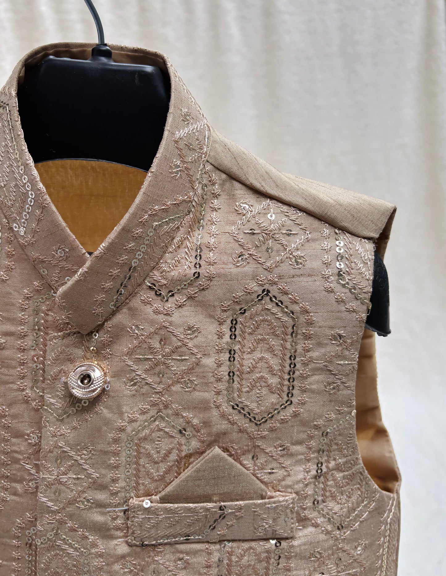 Beige Embroidered Waistcoat