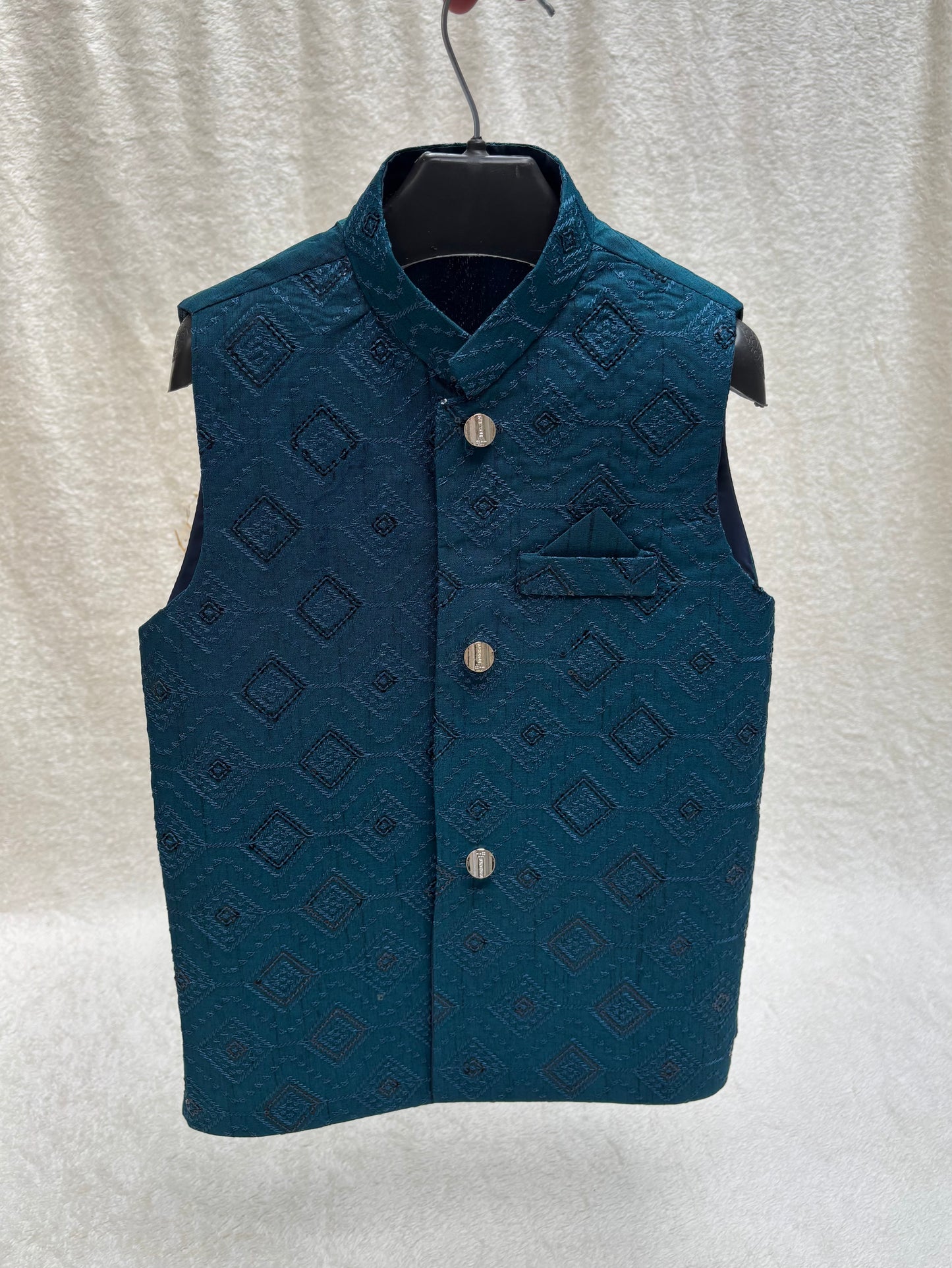 Zinc Blue Embroidered Waistcoat
