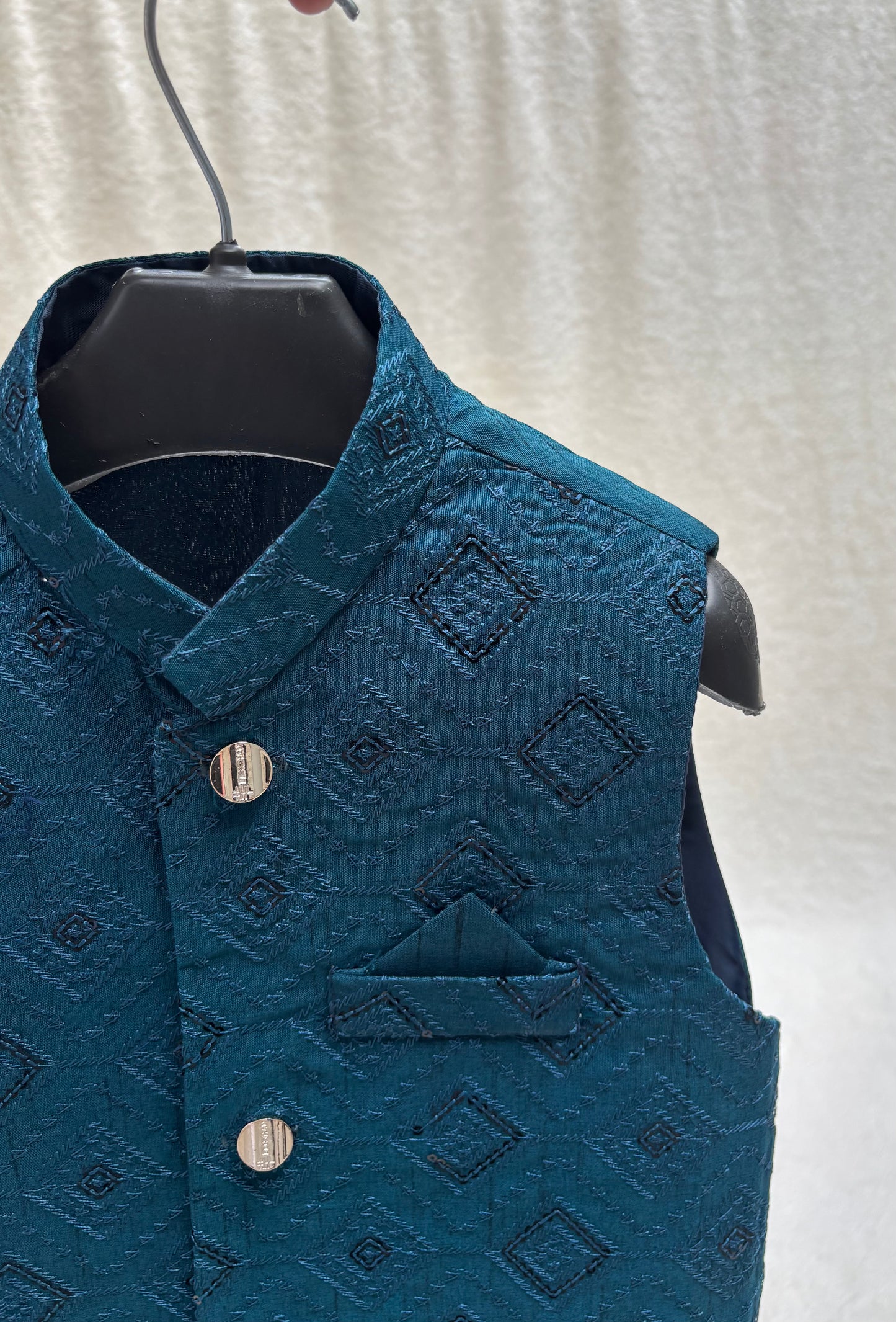 Zinc Blue Embroidered Waistcoat