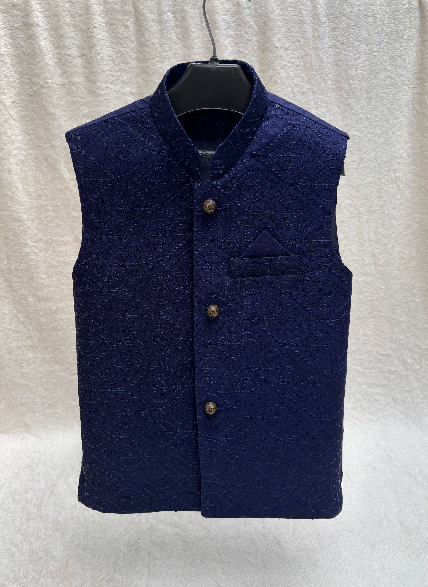 Royal Blue Embroidered Waistcoat