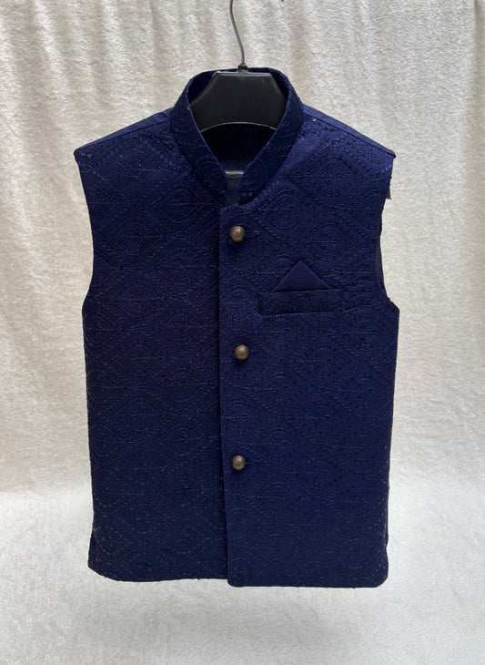 Royal Blue Embroidered Waistcoat