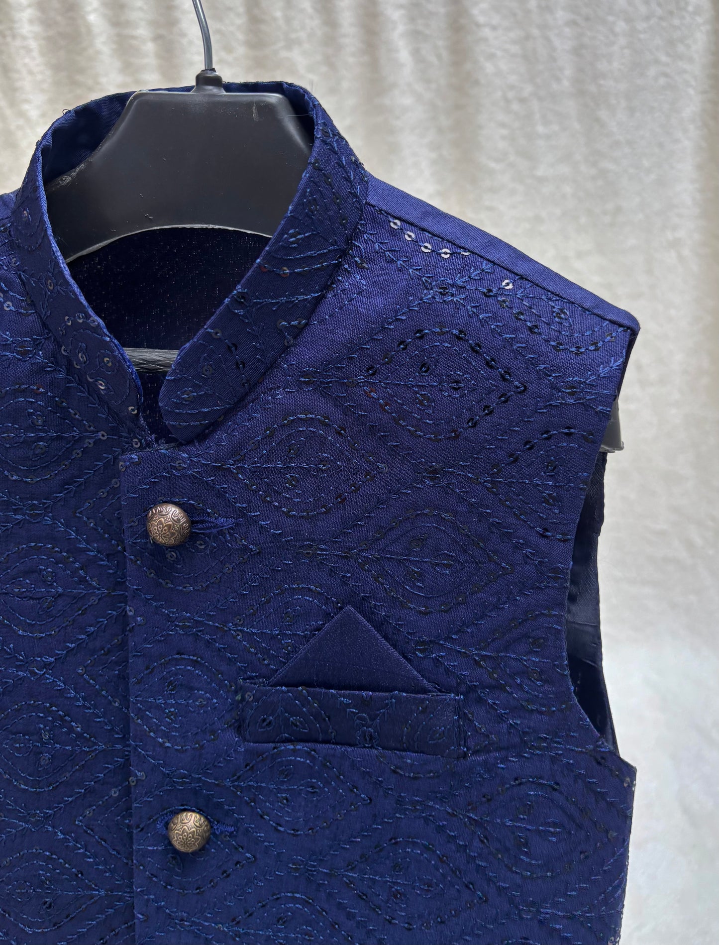 Royal Blue Embroidered Waistcoat