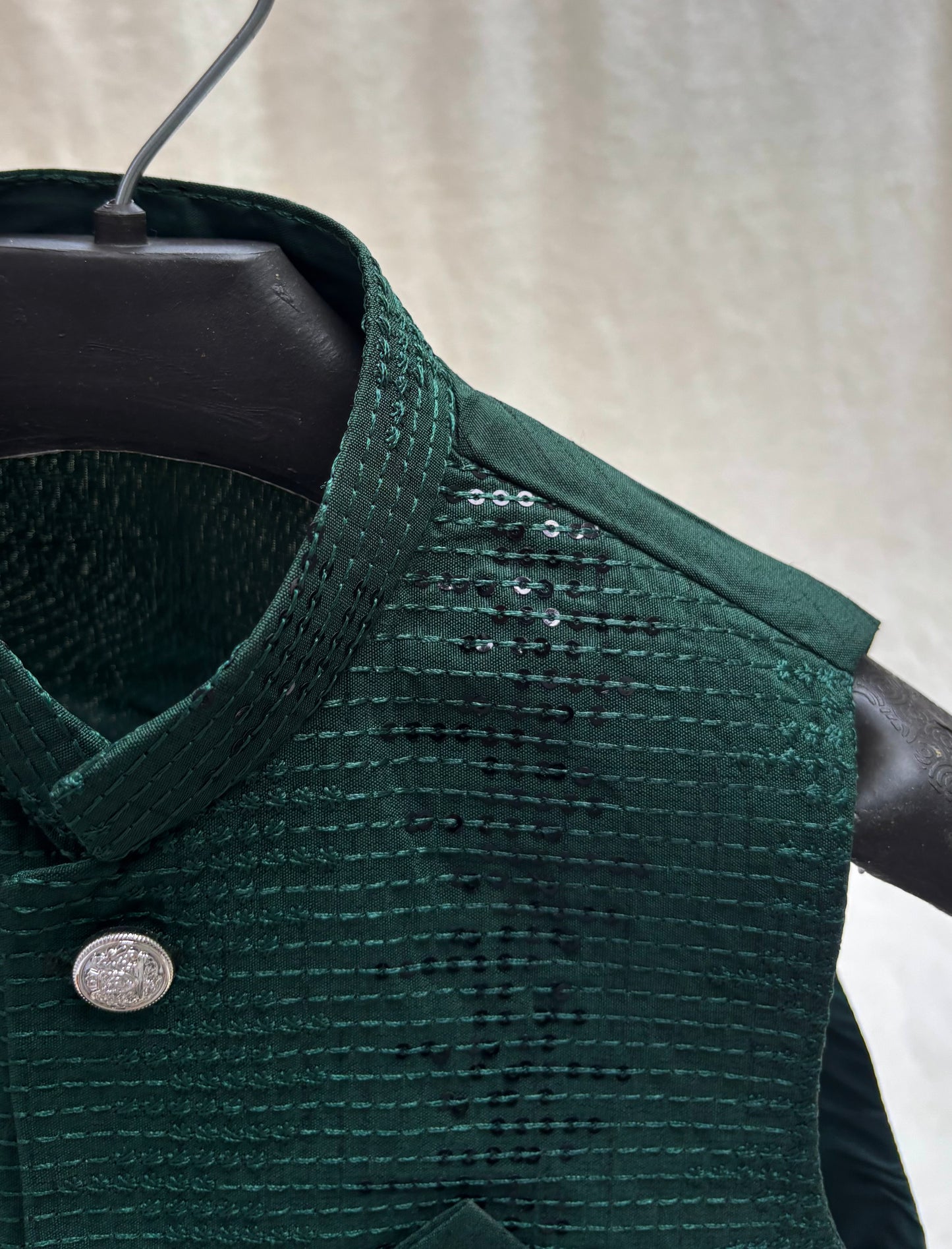 Emerald Green Embroidered Waistcoat