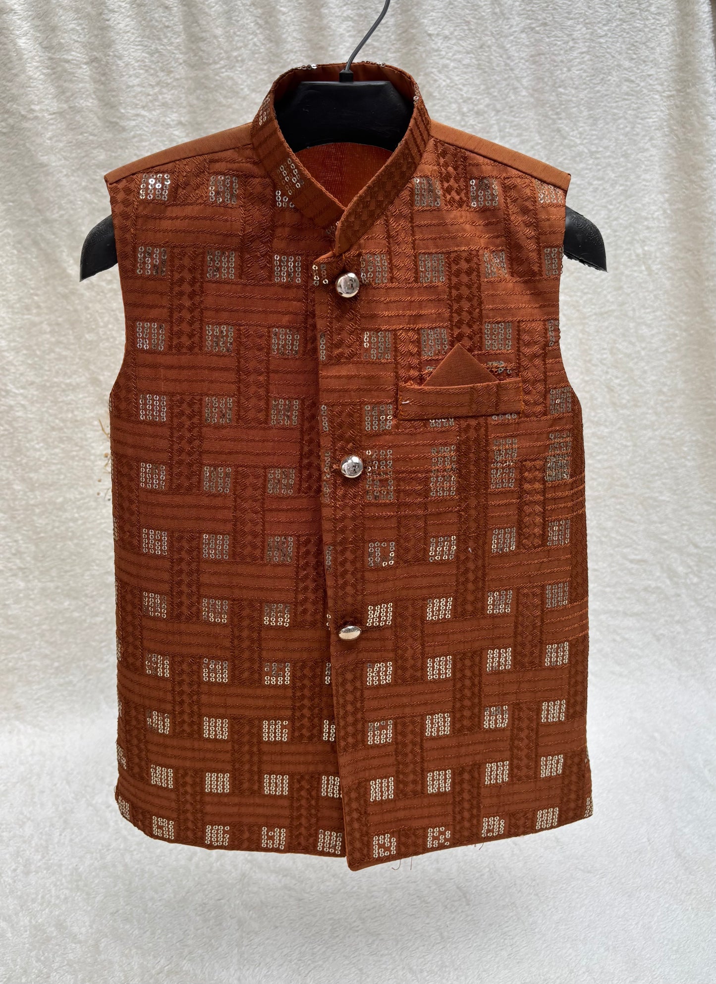 Rusty Orange Embroidered Waistcoat