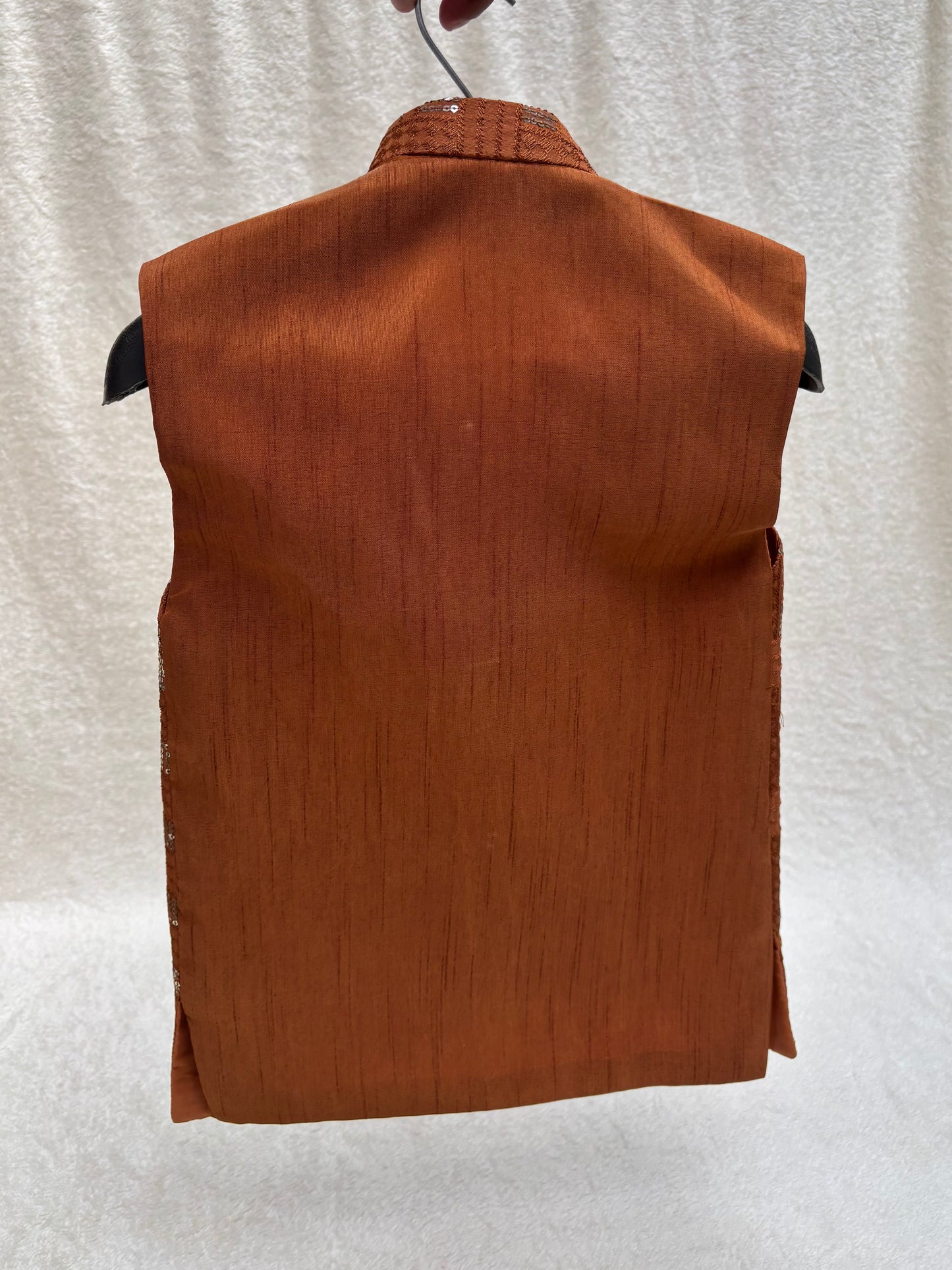 Rusty Orange Embroidered Waistcoat