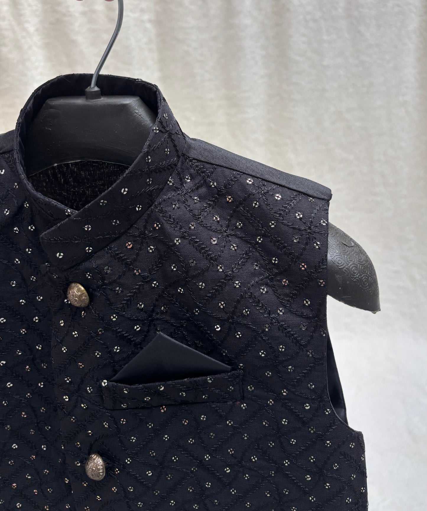 Black Embroidered Waistcoat (103)