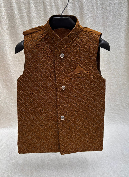 Rust Embroidered Waistcoat