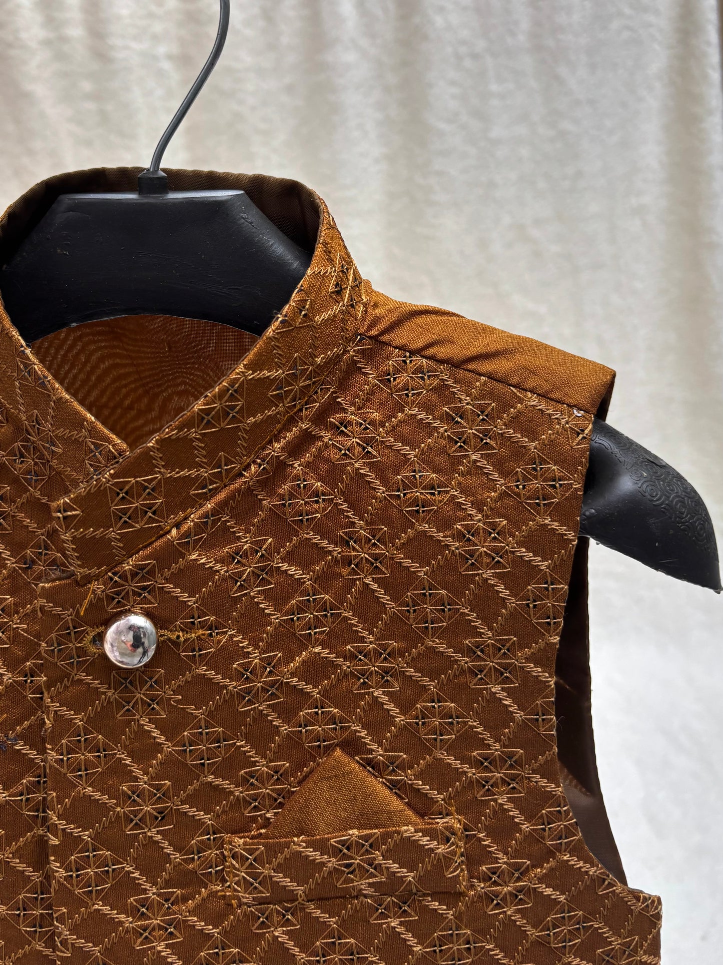 Rust Embroidered Waistcoat