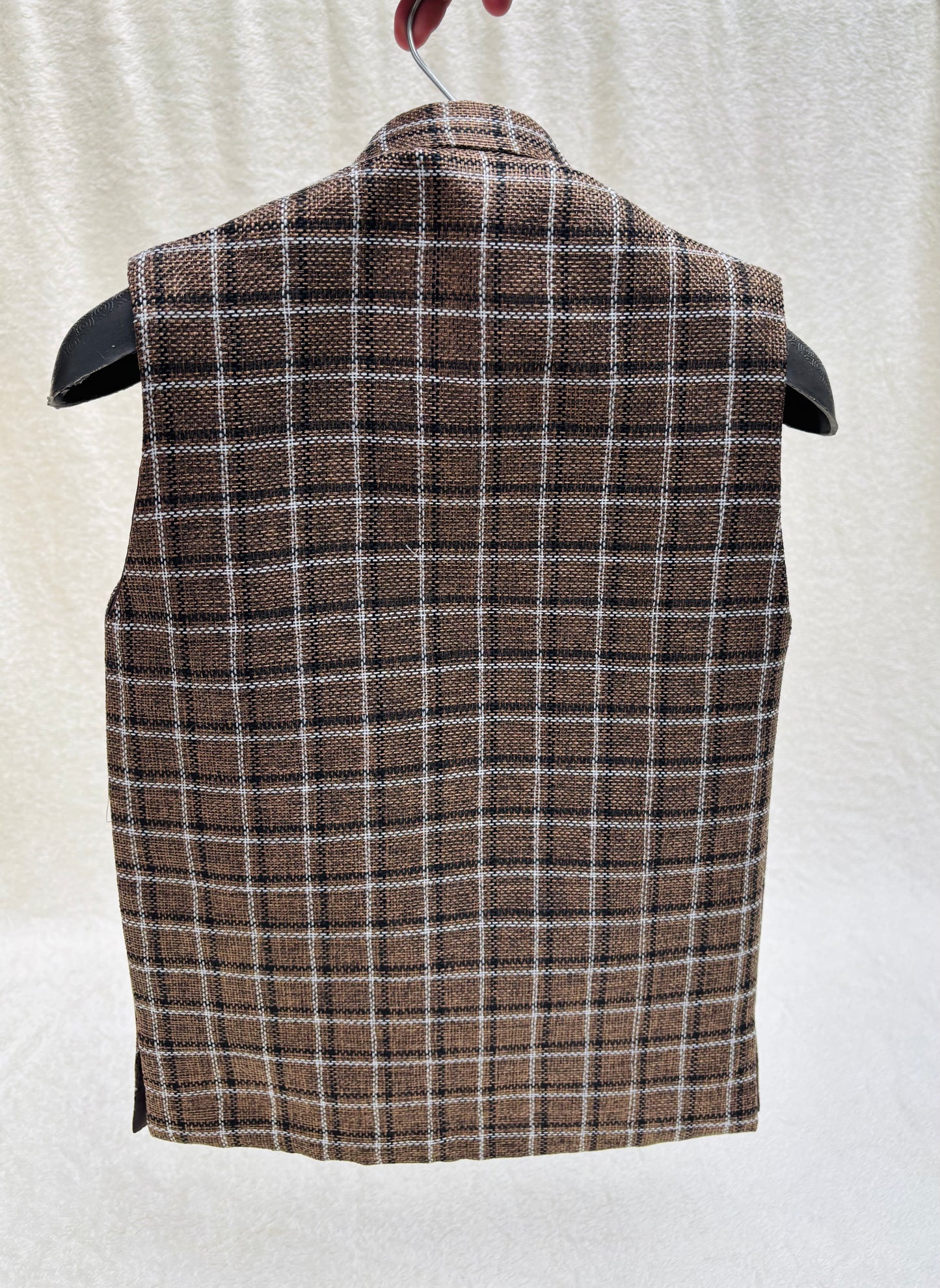 Jute Brown Checkered Waistcoat