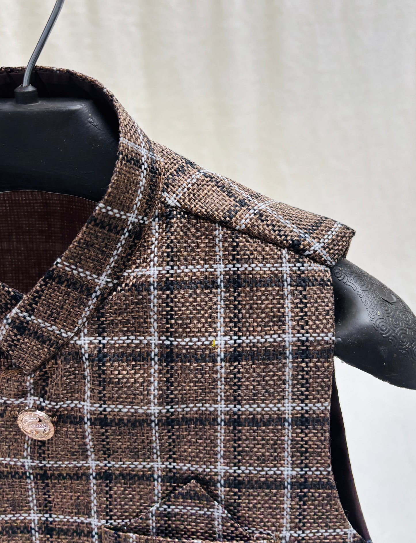 Jute Brown Checkered Waistcoat