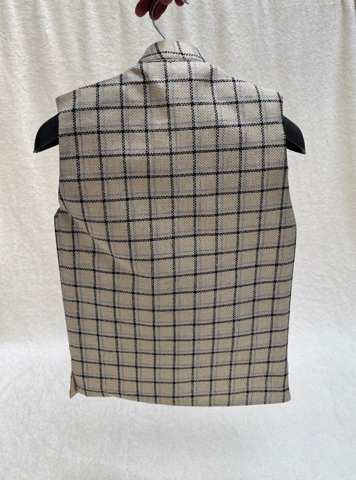 Jute Beige Checkered Waistcoat