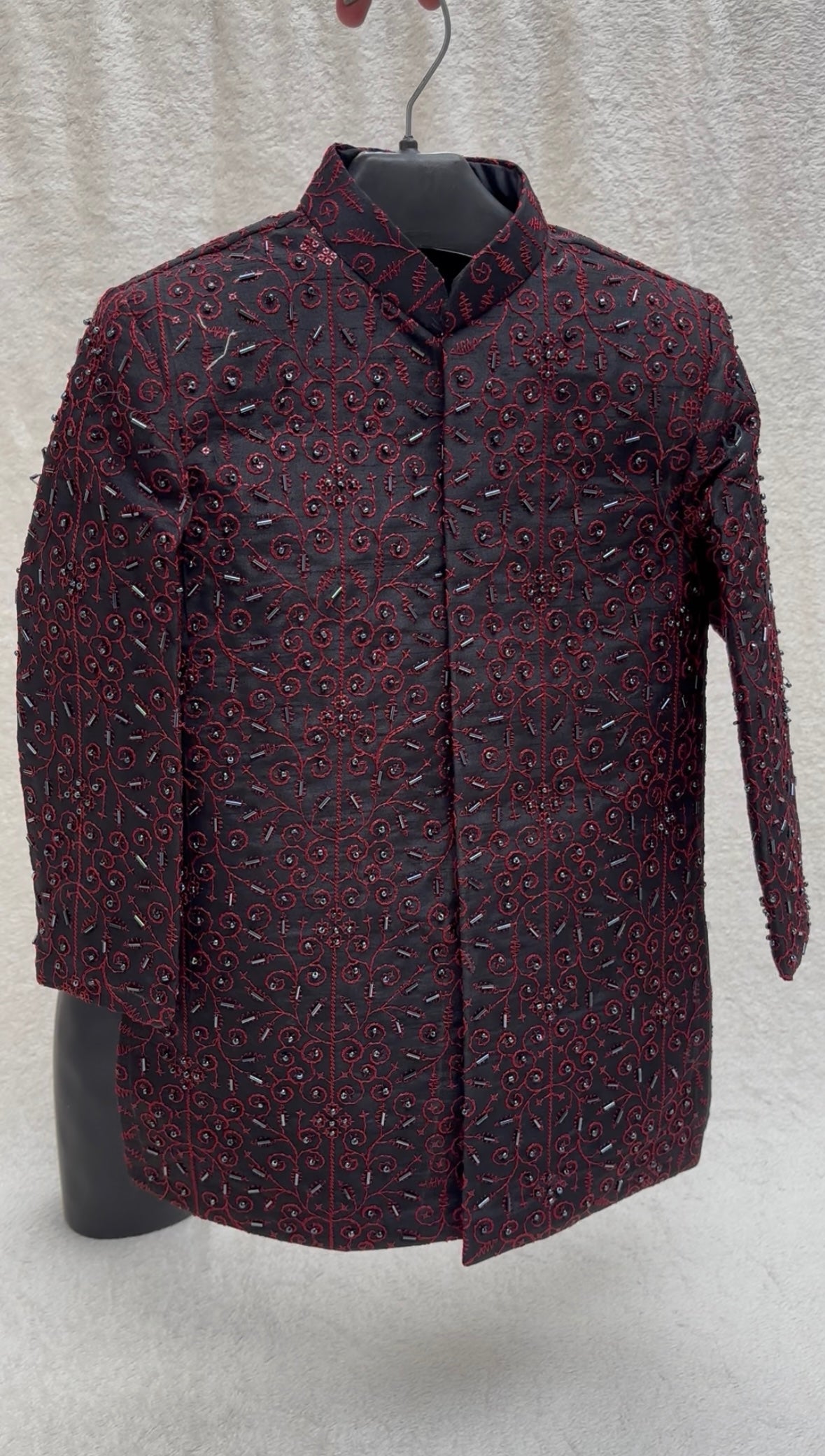 Maroon Sherwani Hand Worked